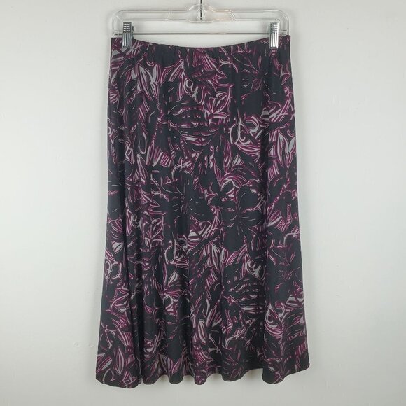 Chico's Skirt Womens 1 US 8 Black Purple Slinky Pull on Wrinkle resistant Silver - Picture 10 of 11